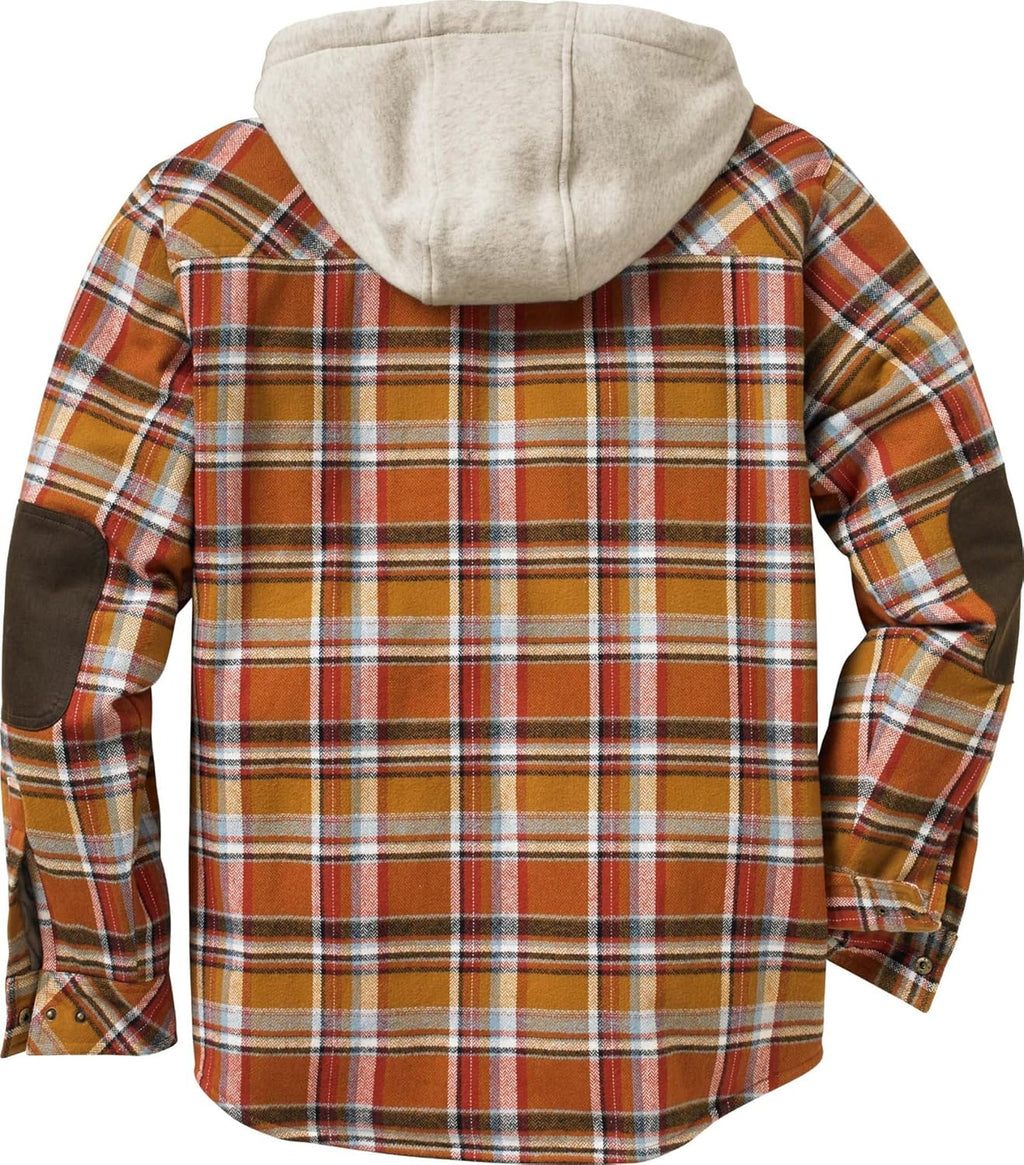 Mens Hooded Plaid Flannel Berber Lined Shirt Jacket