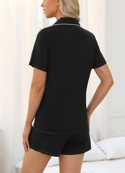 Womens Pajamas Set Short Sleeve Button down Sleepwear 2 Piece Pjs | Lounge Set,Side Pockets,Soft Stretchy,Sleep,Bridesmaid,Wedding Party,Honeymoon,Vacation,Maternity,Postpartum,Xmas,All Seasons