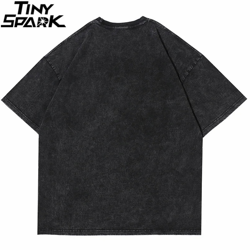 2025 T Shirt Streetwear Men Oversize Hip Hop T-Shirt Devil Racing Harajuku Tshirt Summer Short Sleeve Cotton Loose Tops Tees