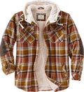 Mens Hooded Plaid Flannel Berber Lined Shirt Jacket