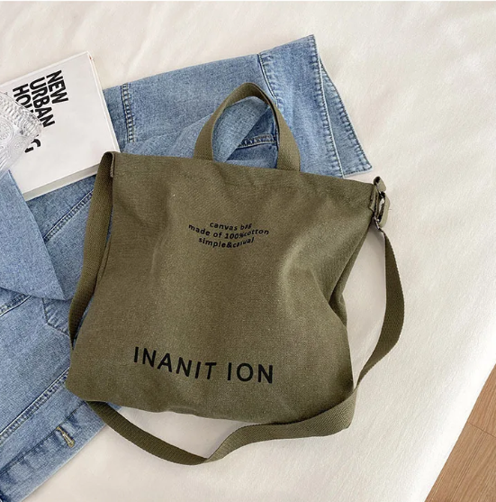 Japanese Canvas Men'S and Women'S Simple Cross-Body Bag Wash Canvas Thick Handbag Large Capacity Arts Students Package Satchel