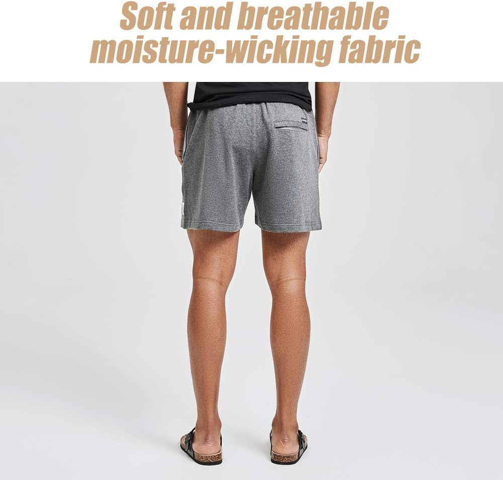 Mens Athletic Gym Shorts 5/7" Elastic Waist Casual Pajama Pocket Jogger Men Workout Short Pants