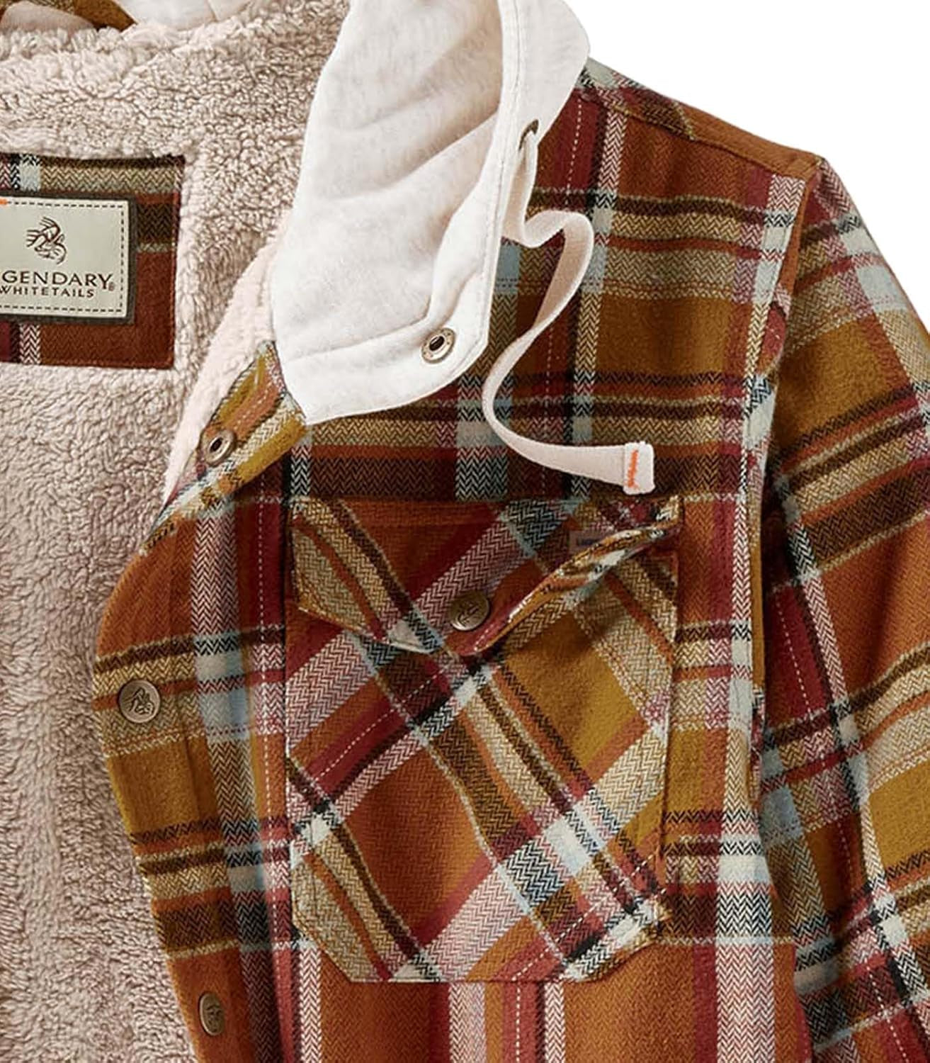 Mens Hooded Plaid Flannel Berber Lined Shirt Jacket
