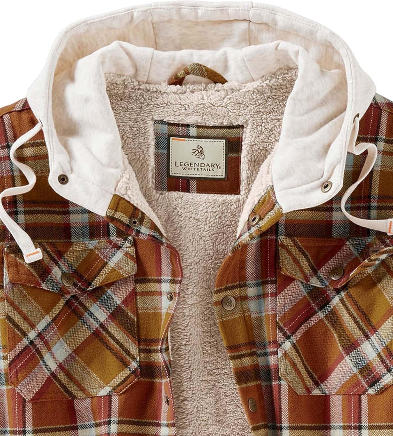 Mens Hooded Plaid Flannel Berber Lined Shirt Jacket