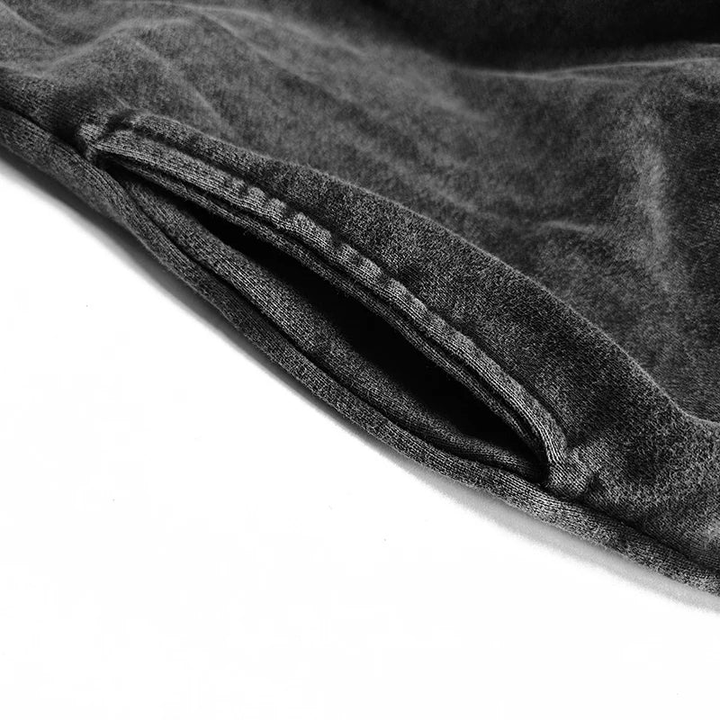 Hip Hop Men Sweatshirt Hoodie Streetwear Jesus Letter Print Washed Pullover 2026 Autumn 100 Cotton Hooded Sweatshirt Faded Black
